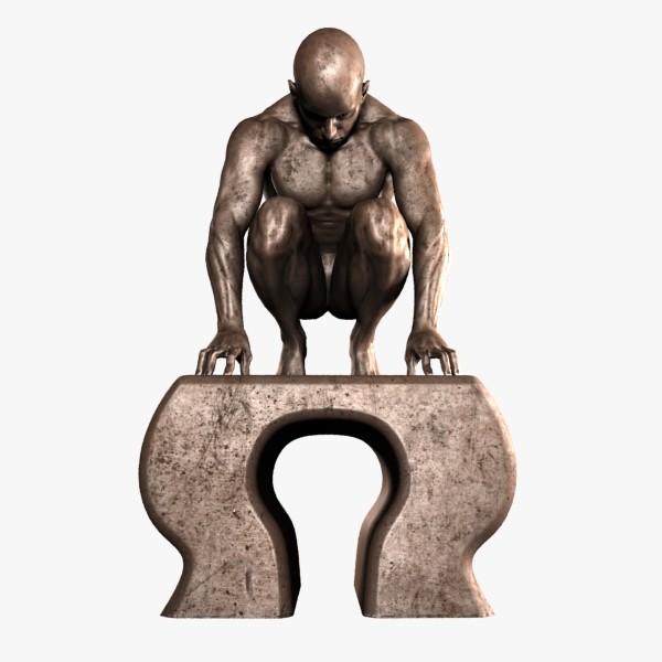 3d modern sculpture crouching man - Crouching Man by clay master
