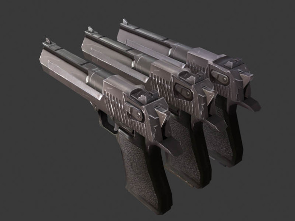 gun animation 3d max - Desert Eagle animated low poly by game assets