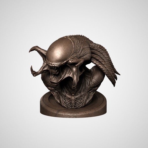 predalien bust 3d max - Predalien by clay master