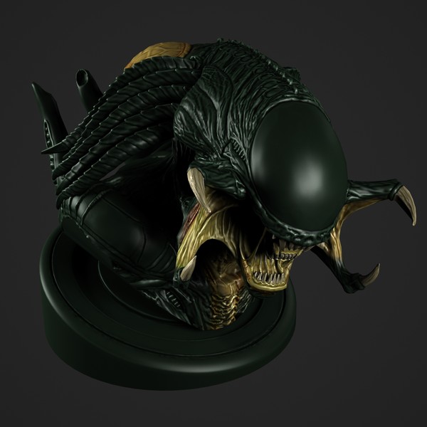 predalien bust 3d max - Predalien by clay master