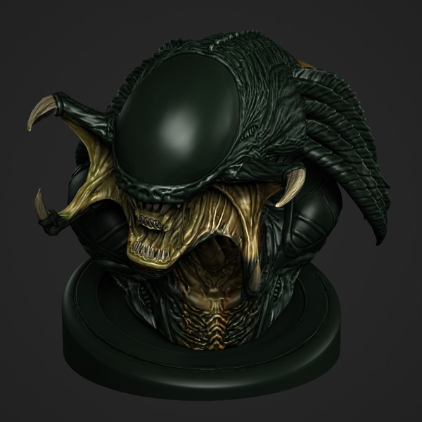 predalien bust 3d max - Predalien by clay master