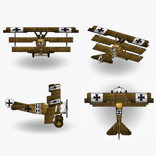 3ds fokker low-poly - Fokker Dr1 Low-Poly by BjBachperson7