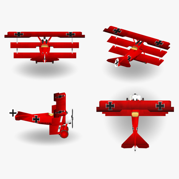 3ds fokker low-poly - Fokker Dr1 Low-Poly by BjBachperson7