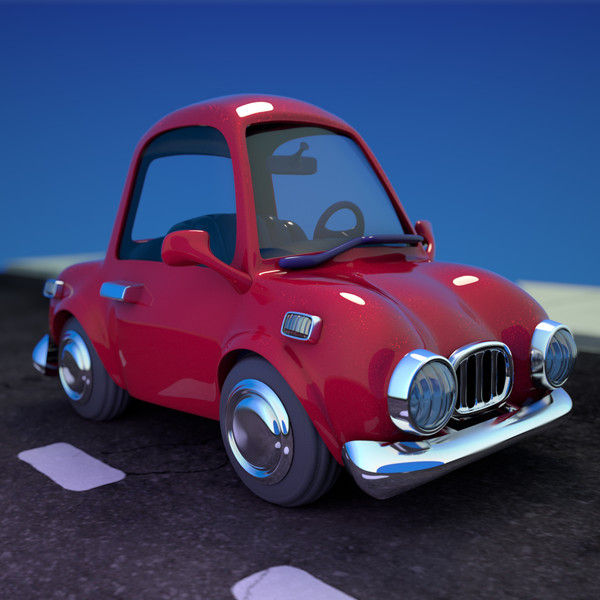 3d red cartoon sedan car model - Cartoon Car Red 2 Door Sedan by strob