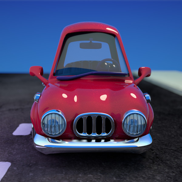 3d red cartoon sedan car model - Cartoon Car Red 2 Door Sedan by strob