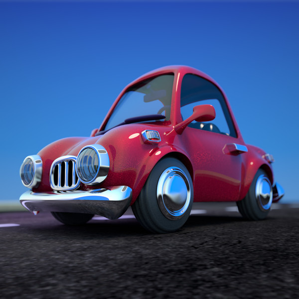 3d red cartoon sedan car model - Cartoon Car Red 2 Door Sedan by strob