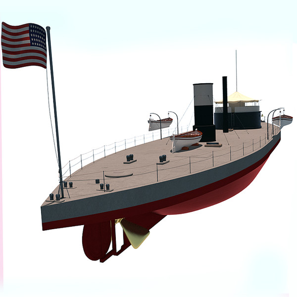 monitor uss tecumseh civil war 3d obj - USS Tecumseh - Civil War Monitor by StudioEgan