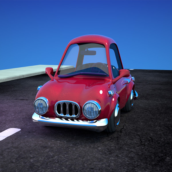 3d red cartoon sedan car model - Cartoon Car Red 2 Door Sedan by strob