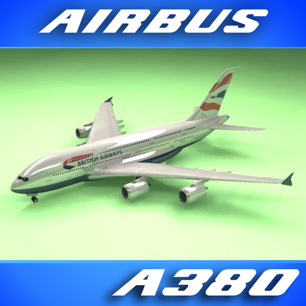 3d model airbus a380 british airways - Airbus A380 Airliner (British Airways) by PerspectX