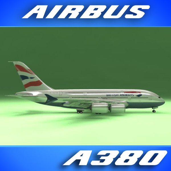 3d model airbus a380 british airways - Airbus A380 Airliner (British Airways) by PerspectX