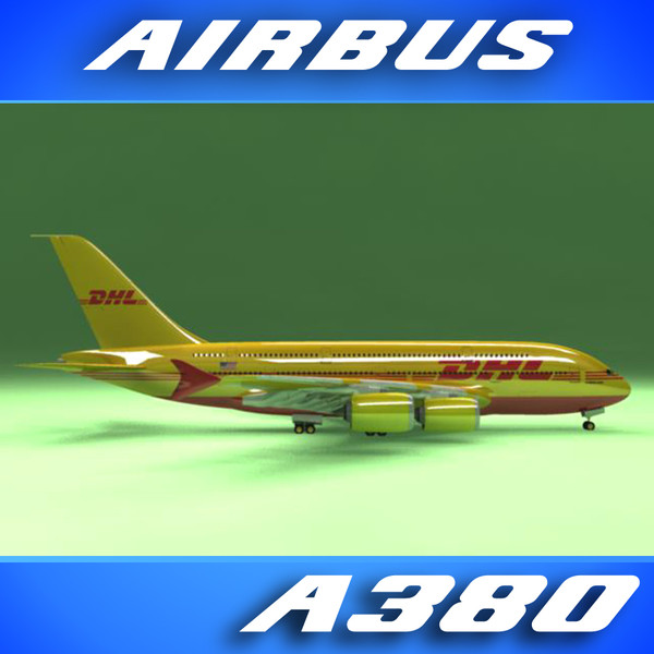 airbus a380 dhl airliner 3d 3ds - Airbus A380 Airliner (DHL) by PerspectX