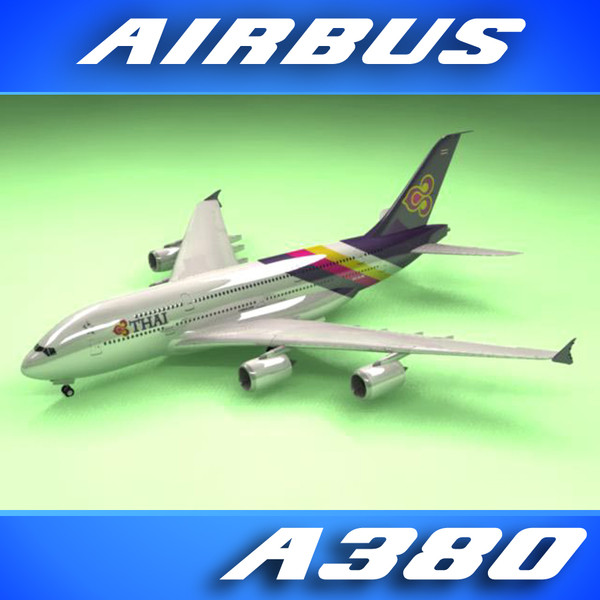 airbus a380 thai airliner c4d - Airbus A380 Airliner (Thai) by PerspectX