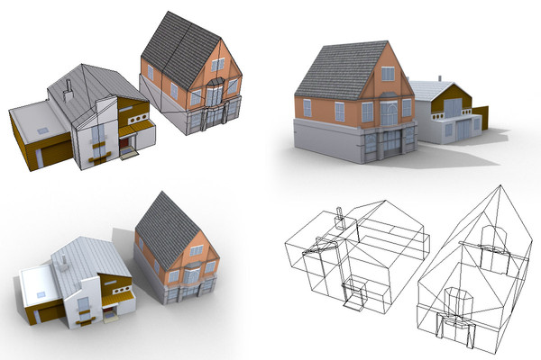 3dsmax residential buildings - residential houses low poly by game assets