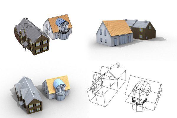 3dsmax residential buildings - residential houses low poly by game assets