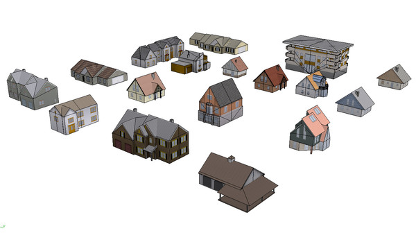 3dsmax residential buildings - residential houses low poly by game assets