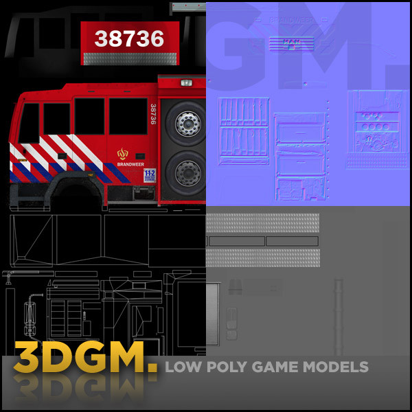 firetruck real time obj - Firetruck 3DGM by 3D Game Models