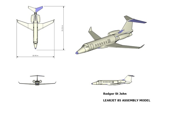 3ds max learjet 85 business jet - Learjet 85 Aircraft  Assembly Model by RodgerSaintJohn