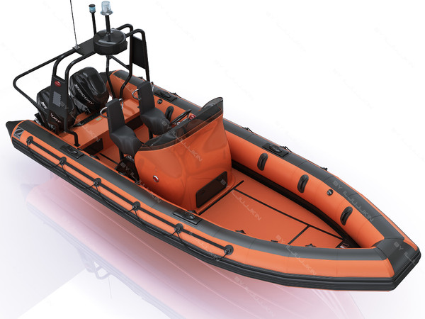 inflatable lifeboat zodiac engine 3d model - Inflatable lifeboat Zodiac RIB Hurricane and engine Mercury Verado 200 by iljujjkin