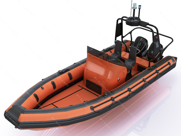 inflatable lifeboat zodiac engine 3d model - Inflatable lifeboat Zodiac RIB Hurricane and engine Mercury Verado 200 by iljujjkin