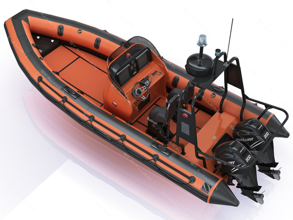 inflatable lifeboat zodiac engine 3d model - Inflatable lifeboat Zodiac RIB Hurricane and engine Mercury Verado 200 by iljujjkin