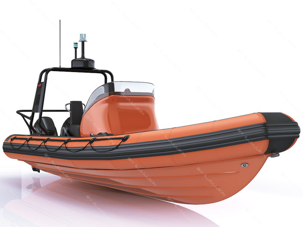 inflatable lifeboat zodiac engine 3d model - Inflatable lifeboat Zodiac RIB Hurricane and engine Mercury Verado 200 by iljujjkin