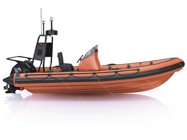 inflatable lifeboat zodiac engine 3d model - Inflatable lifeboat Zodiac RIB Hurricane and engine Mercury Verado 200 by iljujjkin
