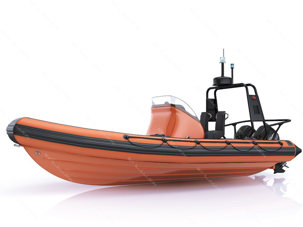 inflatable lifeboat zodiac engine 3d model - Inflatable lifeboat Zodiac RIB Hurricane and engine Mercury Verado 200 by iljujjkin