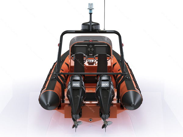 inflatable lifeboat zodiac engine 3d model - Inflatable lifeboat Zodiac RIB Hurricane and engine Mercury Verado 200 by iljujjkin