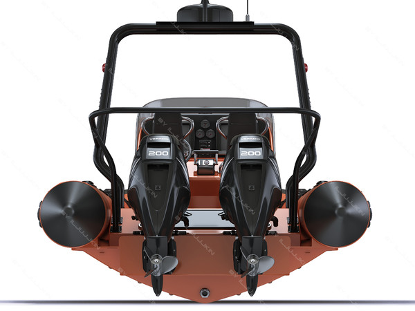 inflatable lifeboat zodiac engine 3d model - Inflatable lifeboat Zodiac RIB Hurricane and engine Mercury Verado 200 by iljujjkin