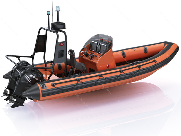 inflatable lifeboat zodiac engine 3d model - Inflatable lifeboat Zodiac RIB Hurricane and engine Mercury Verado 200 by iljujjkin