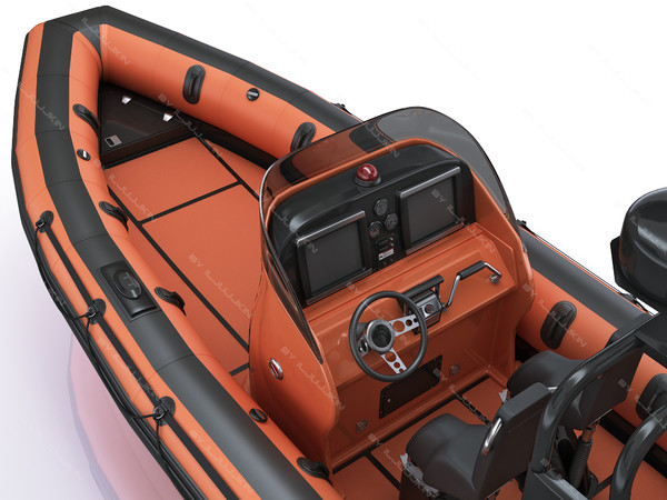 inflatable lifeboat zodiac engine 3d model - Inflatable lifeboat Zodiac RIB Hurricane and engine Mercury Verado 200 by iljujjkin