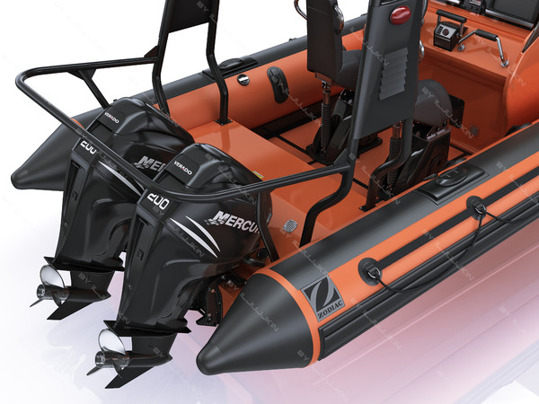 inflatable lifeboat zodiac engine 3d model - Inflatable lifeboat Zodiac RIB Hurricane and engine Mercury Verado 200 by iljujjkin
