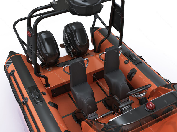 inflatable lifeboat zodiac engine 3d model - Inflatable lifeboat Zodiac RIB Hurricane and engine Mercury Verado 200 by iljujjkin