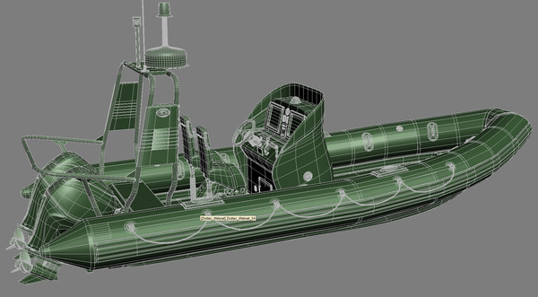 inflatable lifeboat zodiac engine 3d model - Inflatable lifeboat Zodiac RIB Hurricane and engine Mercury Verado 200 by iljujjkin
