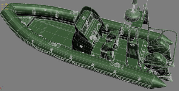 inflatable lifeboat zodiac engine 3d model - Inflatable lifeboat Zodiac RIB Hurricane and engine Mercury Verado 200 by iljujjkin