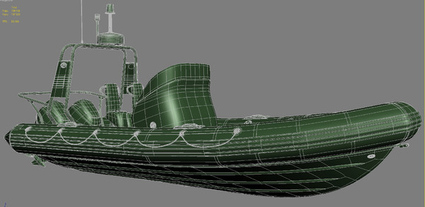 inflatable lifeboat zodiac engine 3d model - Inflatable lifeboat Zodiac RIB Hurricane and engine Mercury Verado 200 by iljujjkin