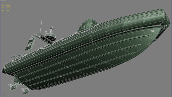 inflatable lifeboat zodiac engine 3d model - Inflatable lifeboat Zodiac RIB Hurricane and engine Mercury Verado 200 by iljujjkin