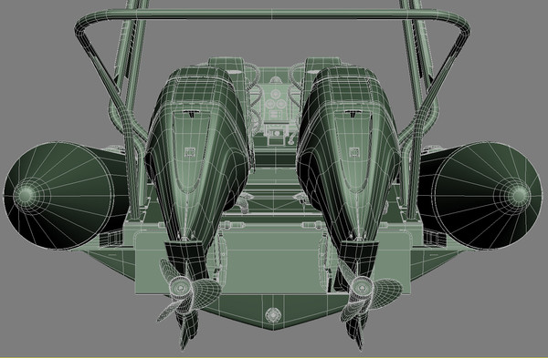 inflatable lifeboat zodiac engine 3d model - Inflatable lifeboat Zodiac RIB Hurricane and engine Mercury Verado 200 by iljujjkin
