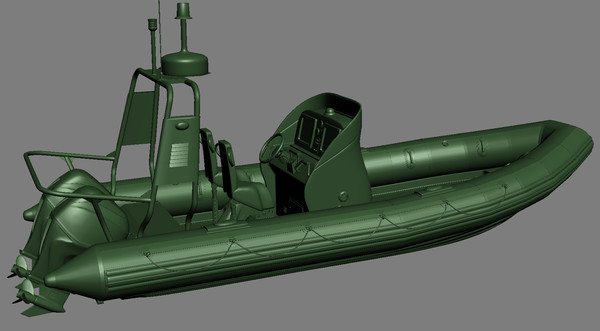 inflatable lifeboat zodiac engine 3d model - Inflatable lifeboat Zodiac RIB Hurricane and engine Mercury Verado 200 by iljujjkin