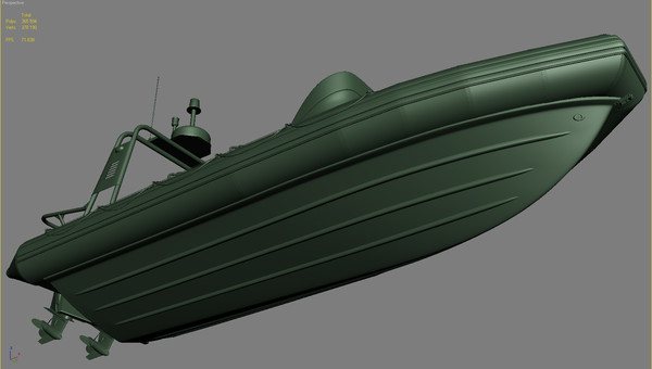 inflatable lifeboat zodiac engine 3d model - Inflatable lifeboat Zodiac RIB Hurricane and engine Mercury Verado 200 by iljujjkin