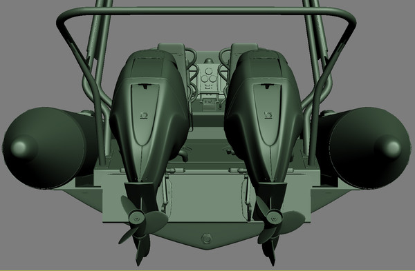 inflatable lifeboat zodiac engine 3d model - Inflatable lifeboat Zodiac RIB Hurricane and engine Mercury Verado 200 by iljujjkin