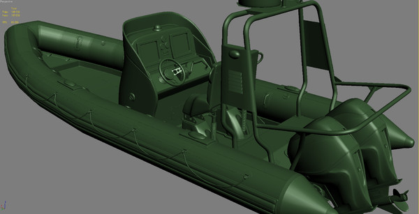 inflatable lifeboat zodiac engine 3d model - Inflatable lifeboat Zodiac RIB Hurricane and engine Mercury Verado 200 by iljujjkin