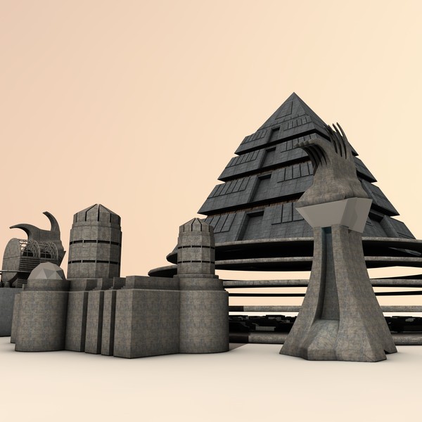 cinema4d science fiction pyramid - Futuristic Pyramid by KeremGogus