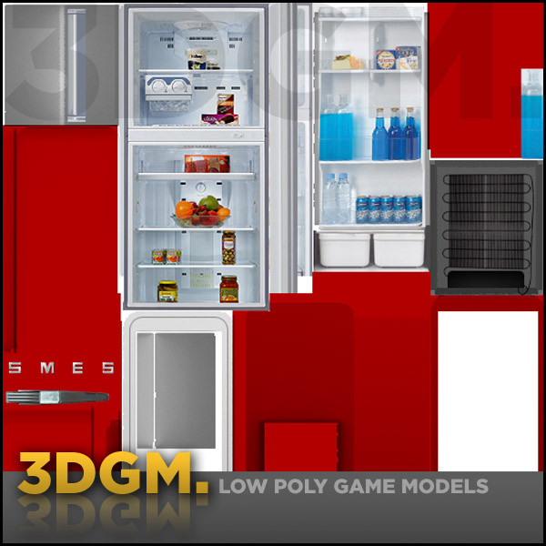 3d refrigerator real time model - refrigerator SMEG 3DGM by 3D Game Models