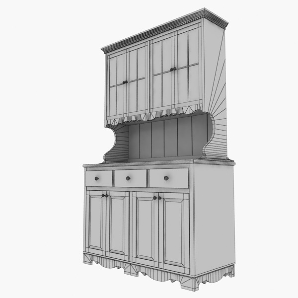 3d hutch cabinet model - Rustic Pine Hutch by Jessup3D