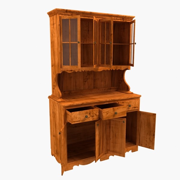 3d hutch cabinet model - Rustic Pine Hutch by Jessup3D