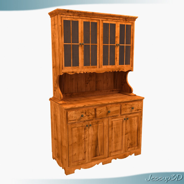 3d hutch cabinet model - Rustic Pine Hutch by Jessup3D