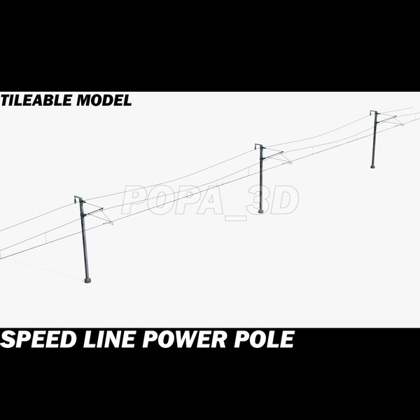 power pole 3d model - Speed Line Power Pole by POPA_3D