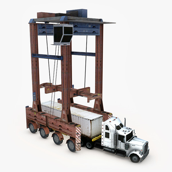 3d model gantry crane truck container - Gantry Crane with Truck (Container Terminal) by NesAn Studio