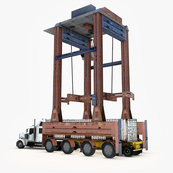 3d model gantry crane truck container - Gantry Crane with Truck (Container Terminal) by NesAn Studio